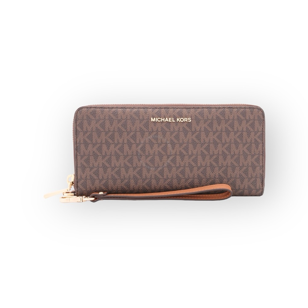 Michael Kors Jet Set Travel Large Brown Monogram Continental Wallet NWT